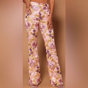 NovaLuxe Lucille Embroidered Floral Lace Pants Large